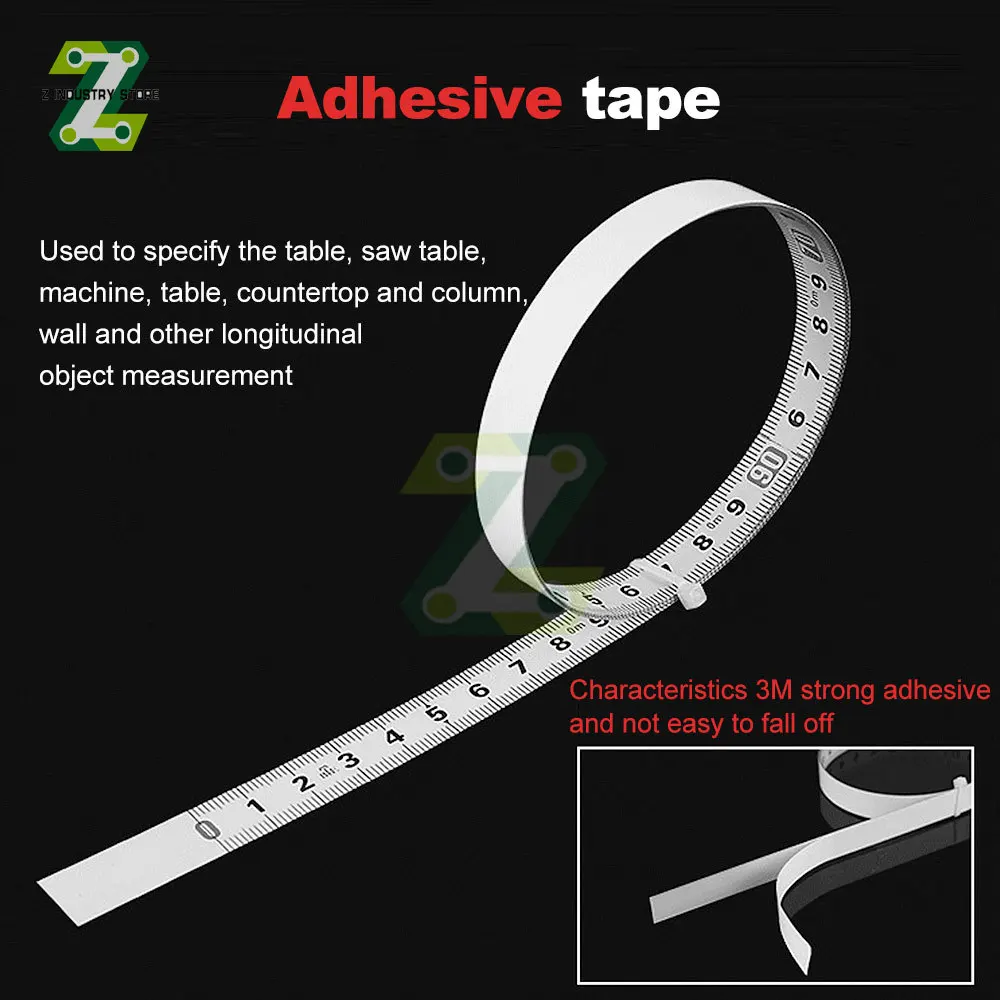 1/2M Self-Adhesive Measuring Tape Stainless Steel 14mm Width Metal Tape Measure for Miter Track Router Table Saw Durable Ruler