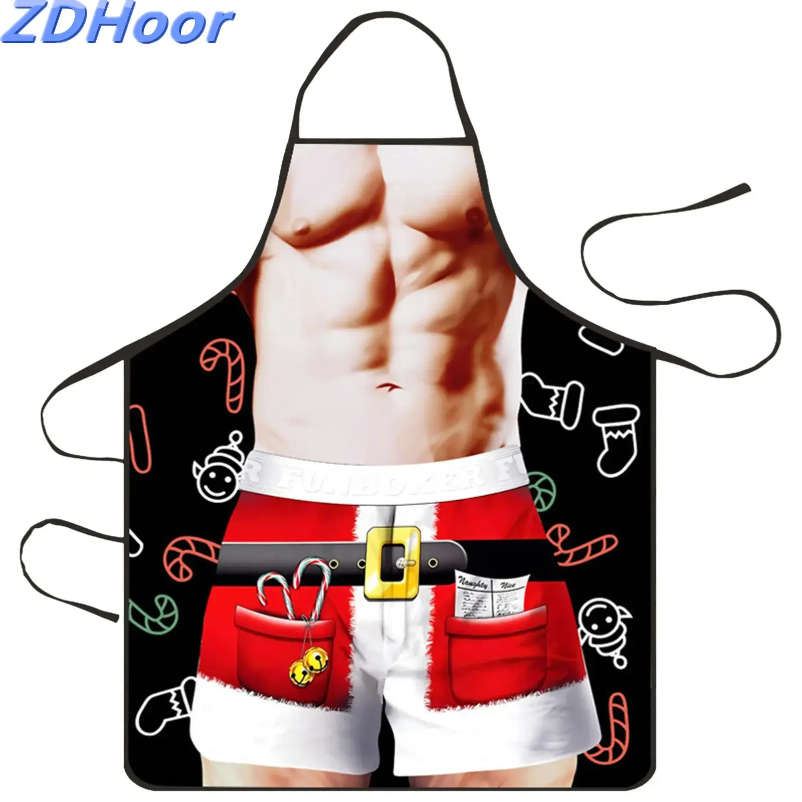 Womens Mens Christmas Aprons Cooking Funny Naughty Waterproof Santa Claus Apron Kitchen Halloween Party