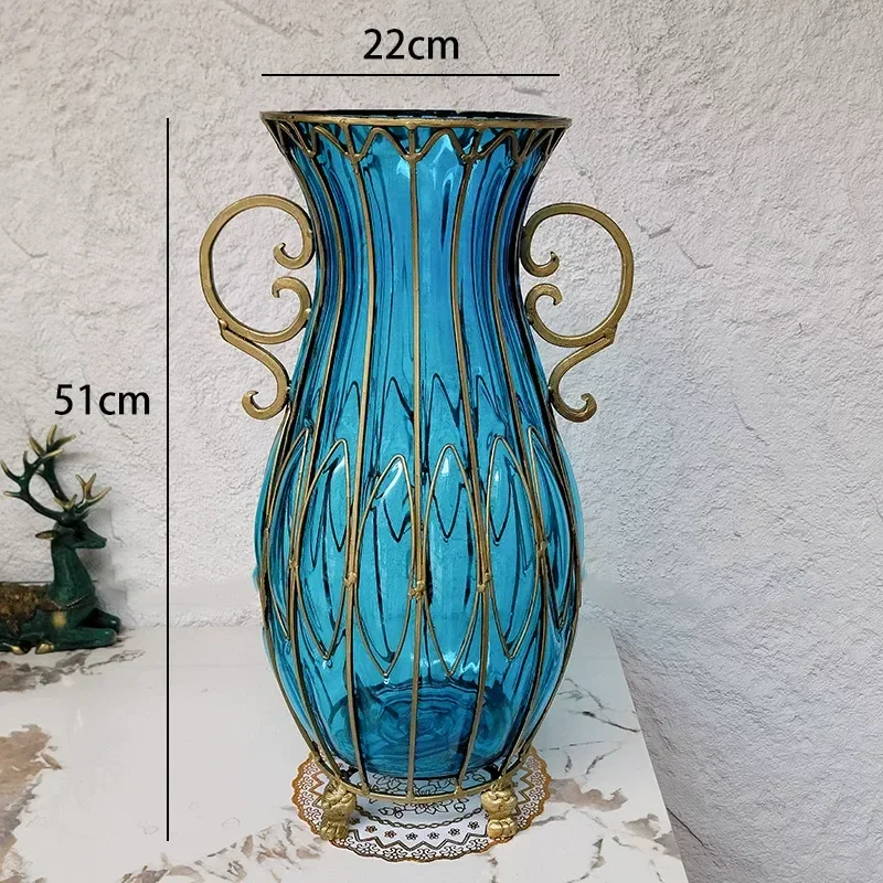 Large Floor Vase with Artificial Flower Arrangement Modern European Style Dried Bouquet Set for Living Room Home Decor