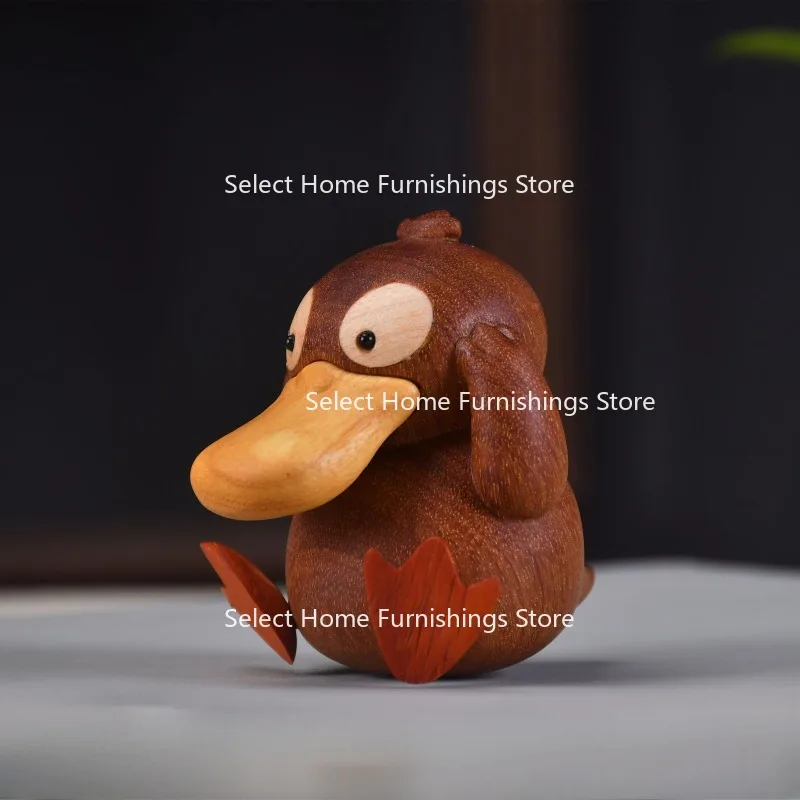 Suitable for Black Walnut Carving Animal Ornaments Duck Pet Office Creative Toy Ornaments