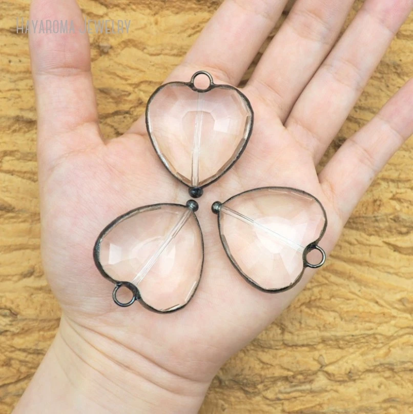 10Pcs Hearts Heart Shape Point Soldered Black Gunmetal Color Wholesale Tin Alloy Gift For Her Jewelry Handmade Pendant