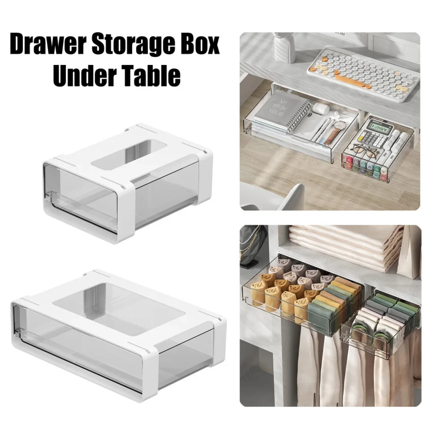 Desk Table Self  Boxs Under Desk Drawer Stick Stand Hidden Stationery Pens Office  Organizer Accessories Supplies