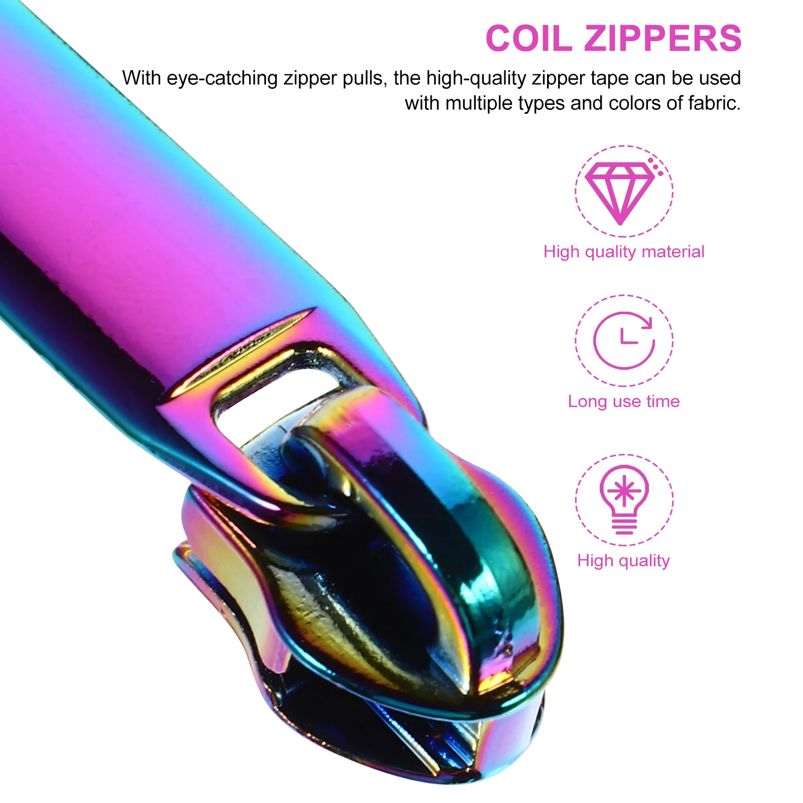 

5 Yards Zipper Pullers Set Nylon Coil Teeth Zipper Tape 10 Pieces Repair Pull Tabs for Suitcases Bags Clothes Craft Sewing