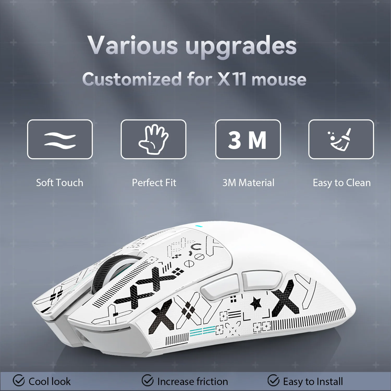 

Mouse Stickers ATTCK SHARK R1 ATTACK SHARK Gaming Mouse Universal Anti-slip Mouse Stickers Black and White