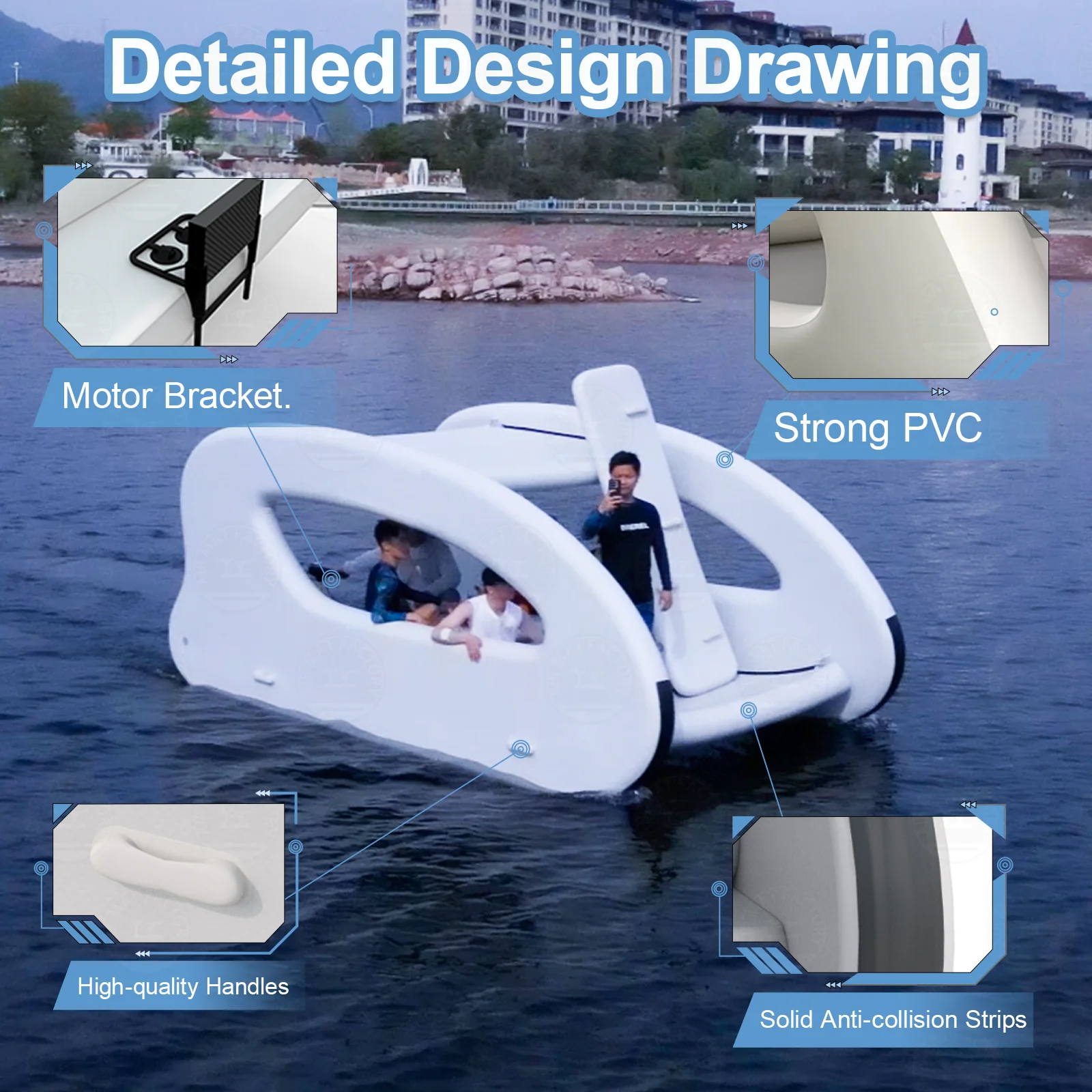In stock! Inflatable solar houseboat sustainable catamaran electric party lounge, entertainment power, cruising pontoon, foldabl