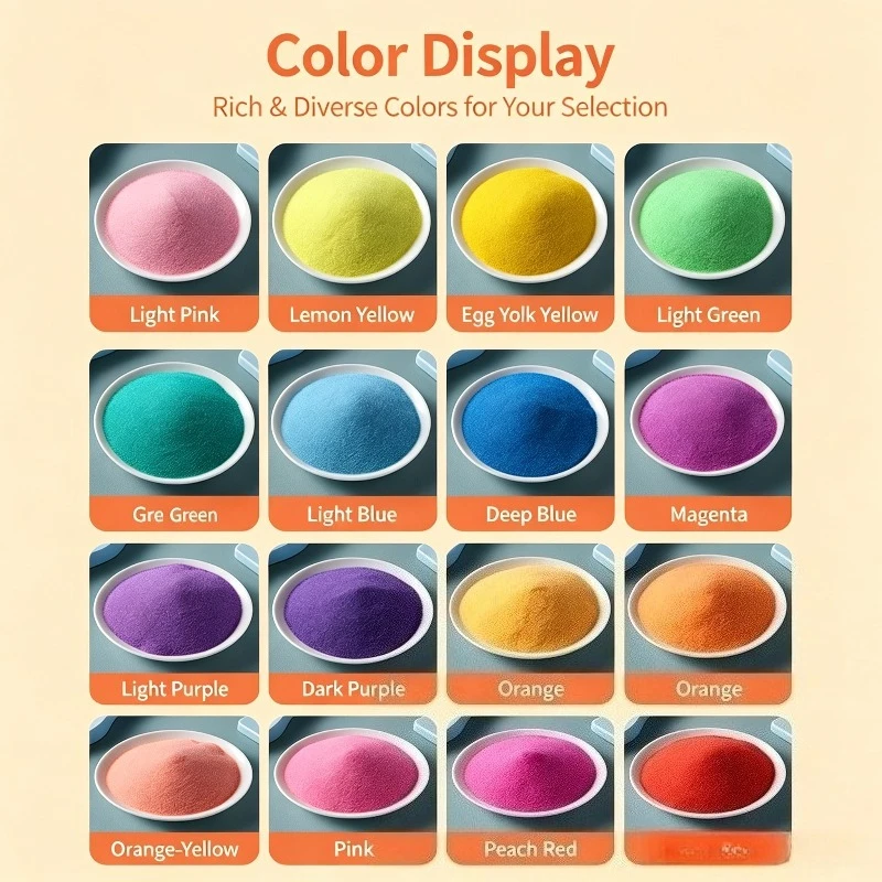 500g  Non Toxic Fine Colored Sand Art Set 80-120 Mesh Craft Quartz Powder for Kids Painting Bottle DIY Classroom Party Supplies