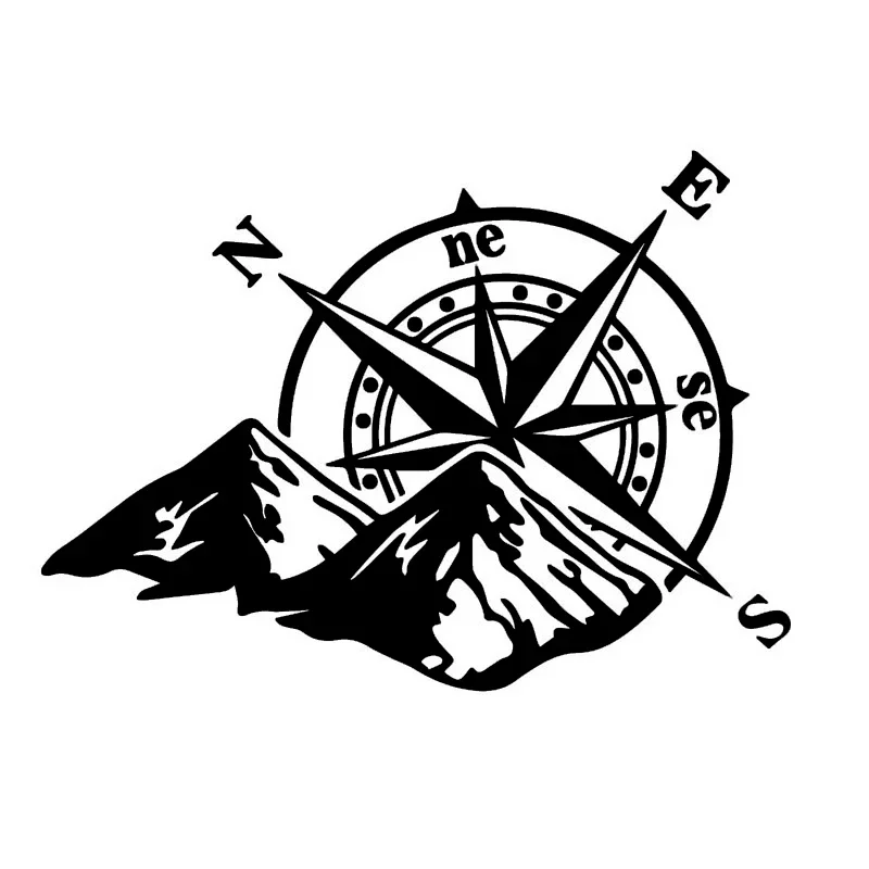 

Car stickers mountain compass fashion adventure sports window shape decoration laser decals pvc waterproof sunscreen 15cm