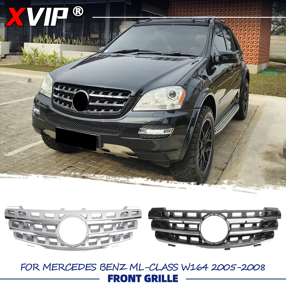 

Решетка радиатора XVIP Chrome Black A-Style Racing, серебристая, для Mercedes-Benz ML-Class W164 2005-2008 ML320 ML350 ML500 ML550