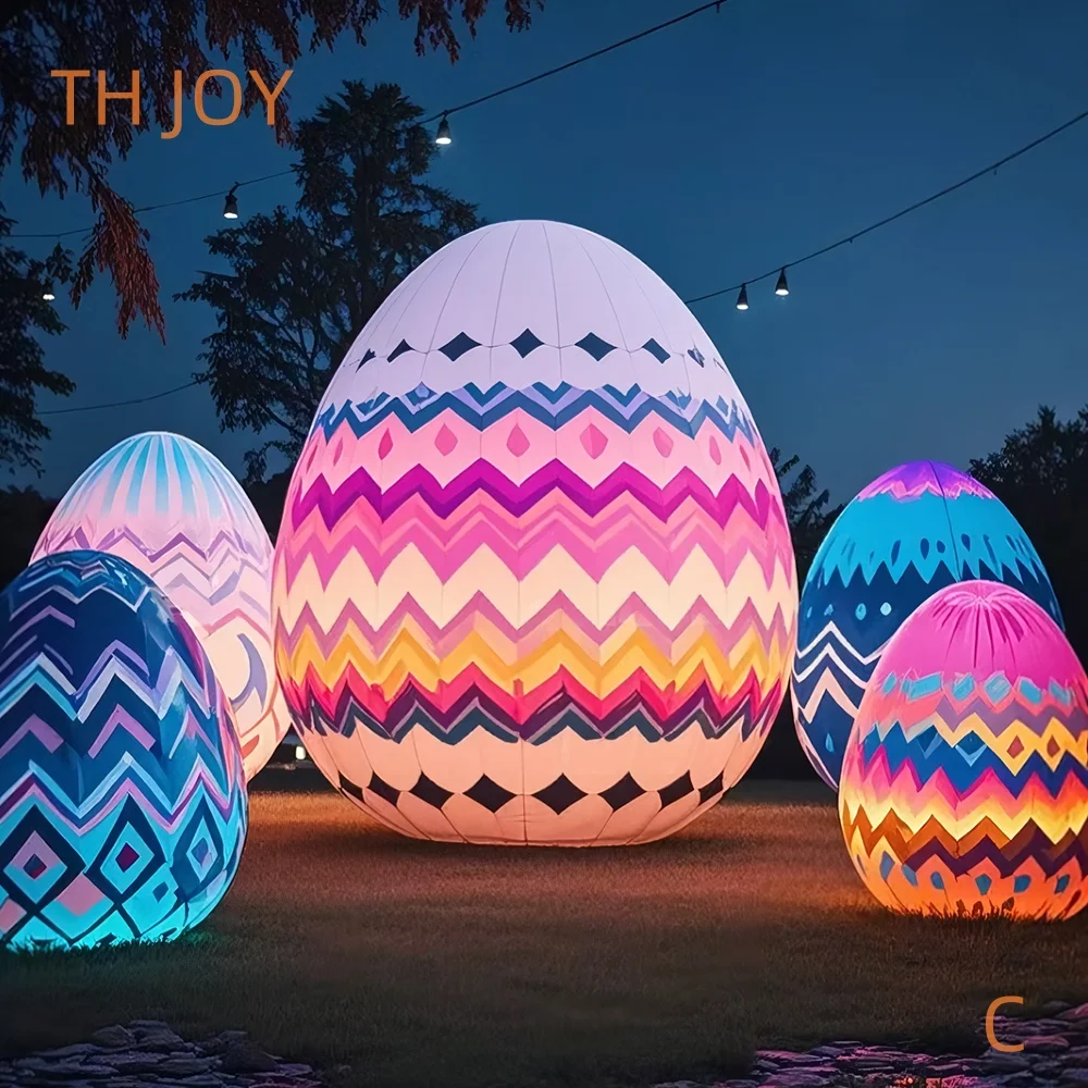 

Easter holidays decoration inflatable Easter eggs with light, 3-5m colorful printing inflatable Easter eggs balloons