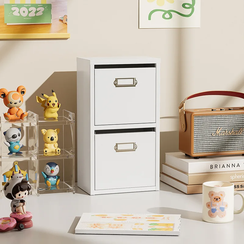 

Tipping bucket cabinet Simple two-layer bucket cabinet Desktop storage Under the table Storage Modern wind mini storage Desktop