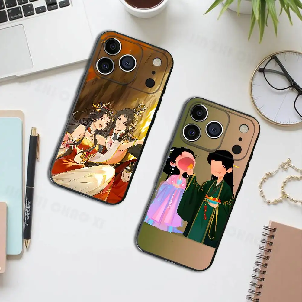 Capa de Silicone Macia Anime How Are You Preta para iPhone 17 16 15 14 13 12 11 Pro Max Plus XS XR