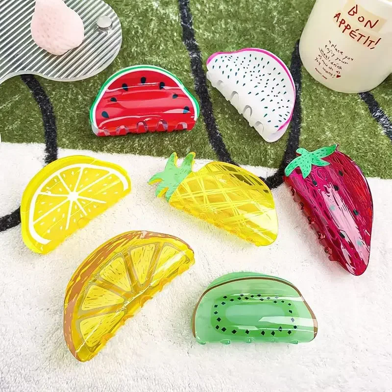 

1pc Fruit based acrylic clip creative hair accessory, hair clip at the back of the head, high-end Korean version shark clip
