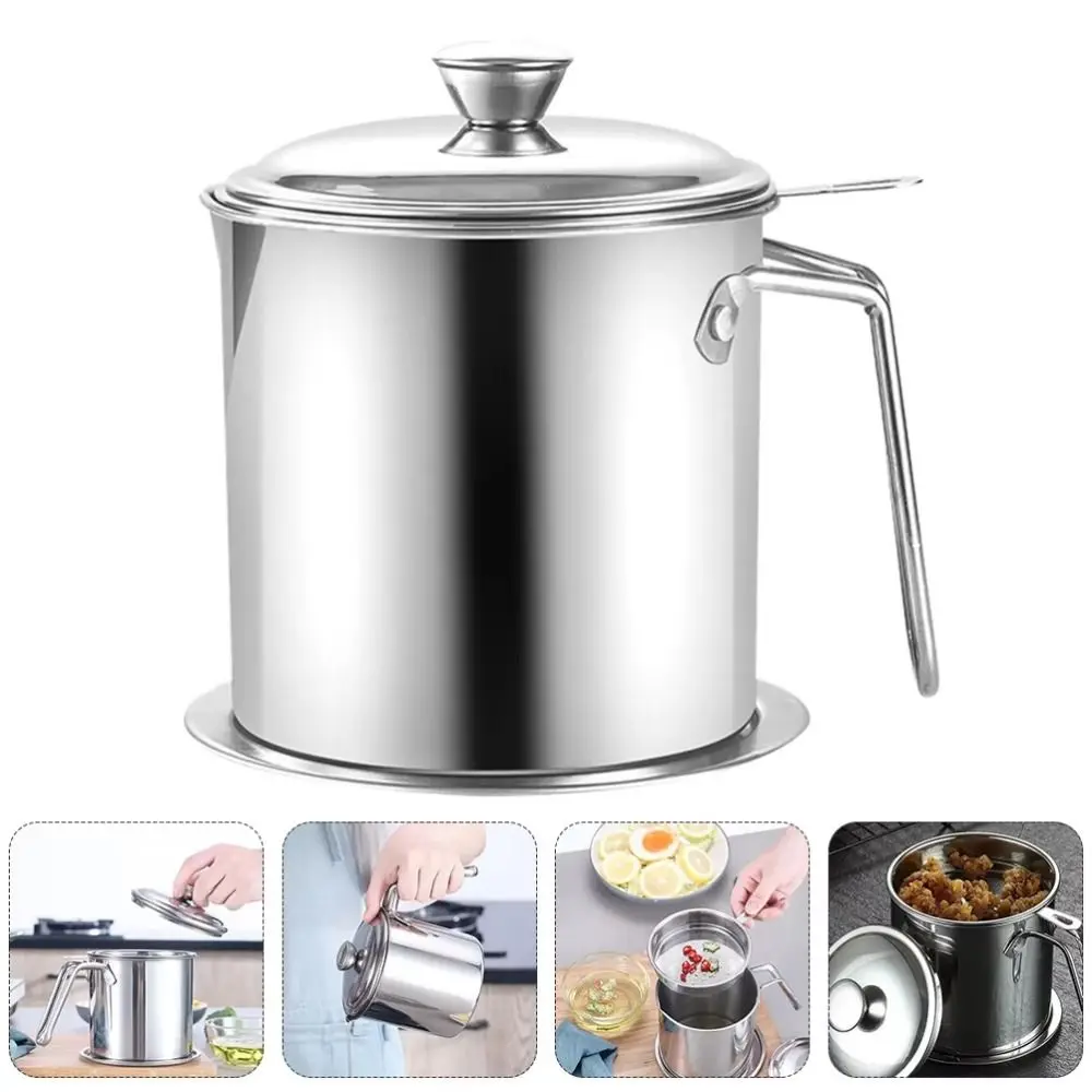 

Кастрюля для фильтрации масла большой емкости, не содержащий бисфенола-А, мелкоячеистый фильтр, контейнер для смазки, практичный фильтр из нержавеющей стали 1,3/1,8 л