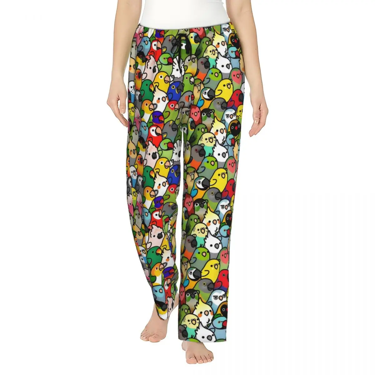 Pantalones de pijama con diseño de pájaro y loro personalizados para mujer, ropa de dormir con escamas de guacamayo, pantalones elásticos con bolsillos