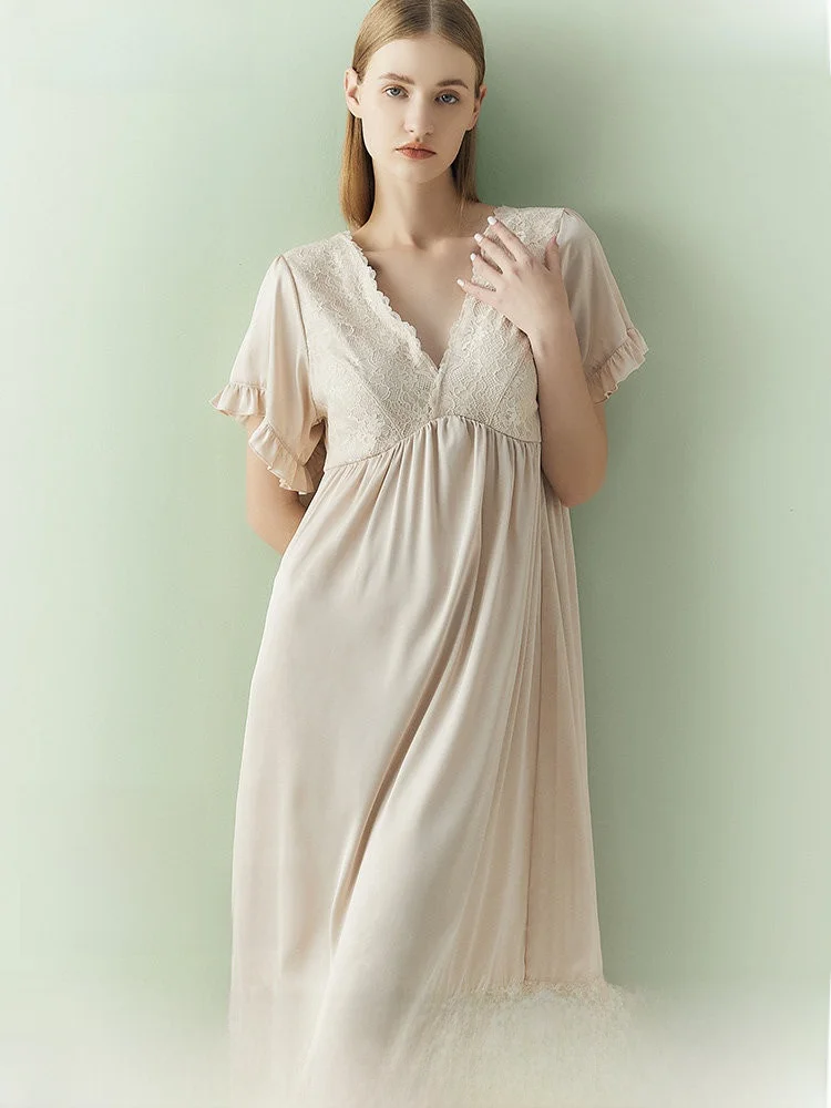 women's-spwear-ort-sve-deep-v-ne-lace-breathable-comfortable-sensual-home-clothes-gainreel-casual-home-sle