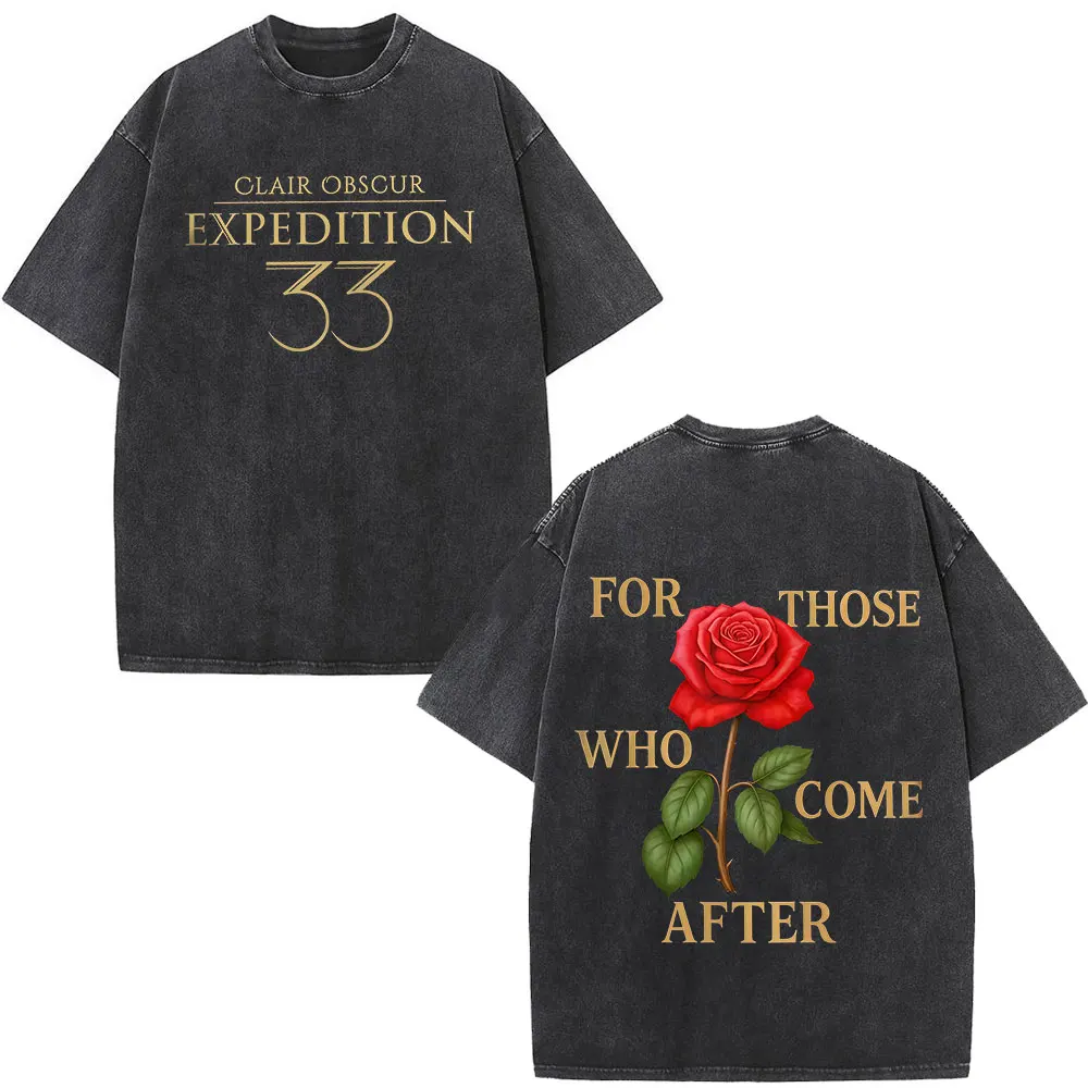 2025 لعبة Esquie كلير Obscur إكسبيديشن 33 غسلها تي شيرت الرجال الملابس موضة خمر تي شيرتات قصيرة الاكمام المشجعين هدية تي شيرت