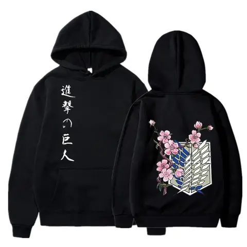 The Japanese anime "Attack on Titan" fashion anime week printed hoodie casual sporty men's wear Harajuku Street Pullover