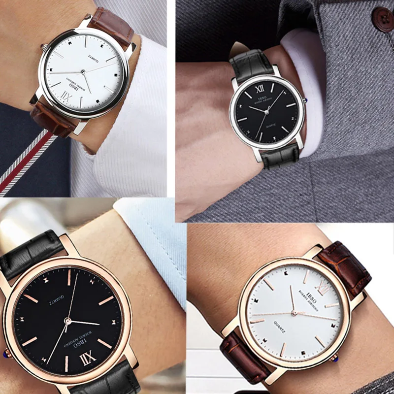 Imagem -03 - Relógio de Mão de Pulso Menino Relógios de Pulso Marca de Luxo Relógios de Ouro Masculinowaterproof Business Ver Homem Grande Dial Brown Leather Dress