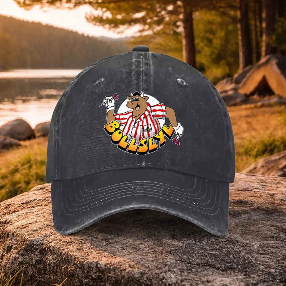 Casual Versatile Bullseye Dart Throwing Printed Washed Baseball Cap, Suitable for Golf, Casual Wear And Outdoor Activities, Unis