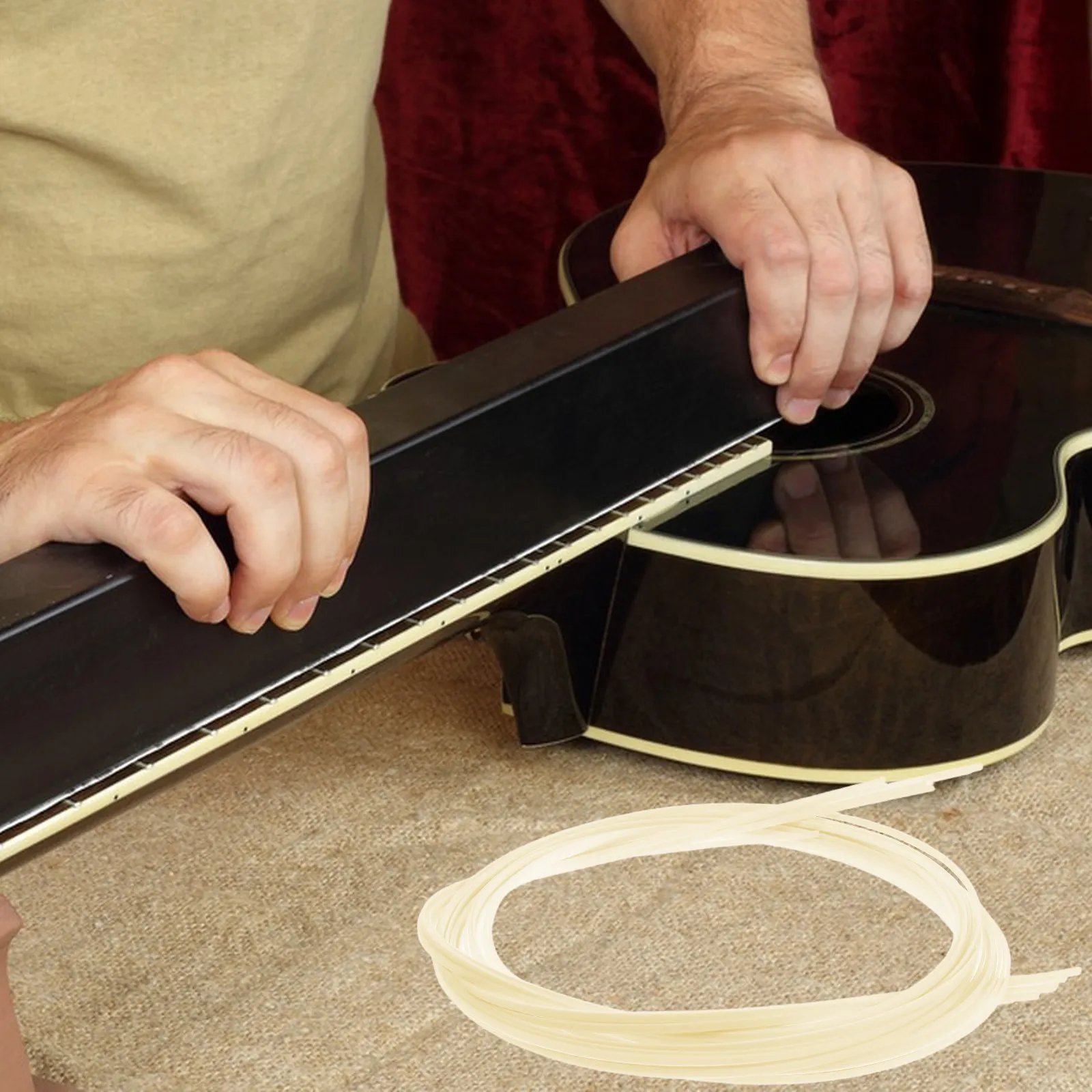 8Pcs Guitar Purfling Strip ABS Plastic Edge Protection Decorative Inlay Trim Replacement for Acoustic Classical Guitar