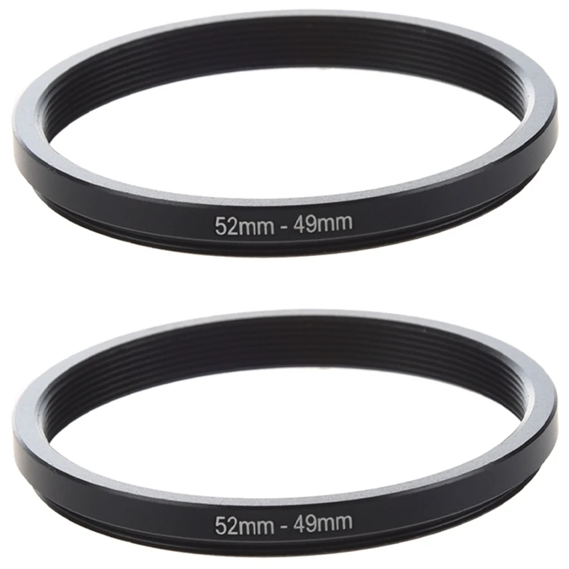 2X 52Mm-49Mm 52Mm To 49Mm Black Step Down Ring Adapter For Camera