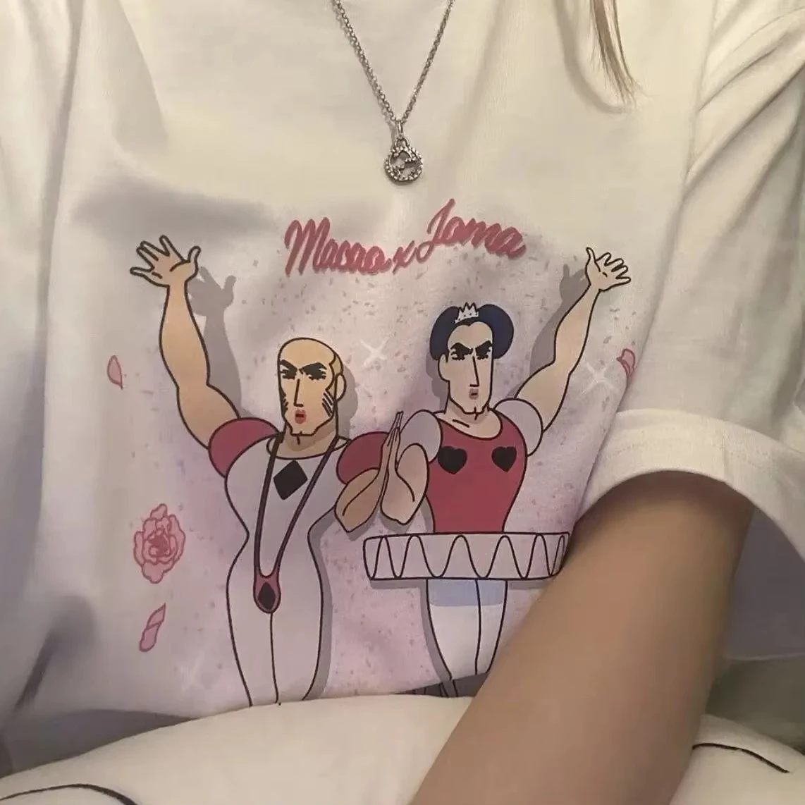 

Summer Heavyweight Pure Round Neck Short Sleeve T-Shirt Printed Couple Matching Fun Quirky Design Women's Fashion Graphic Y2K