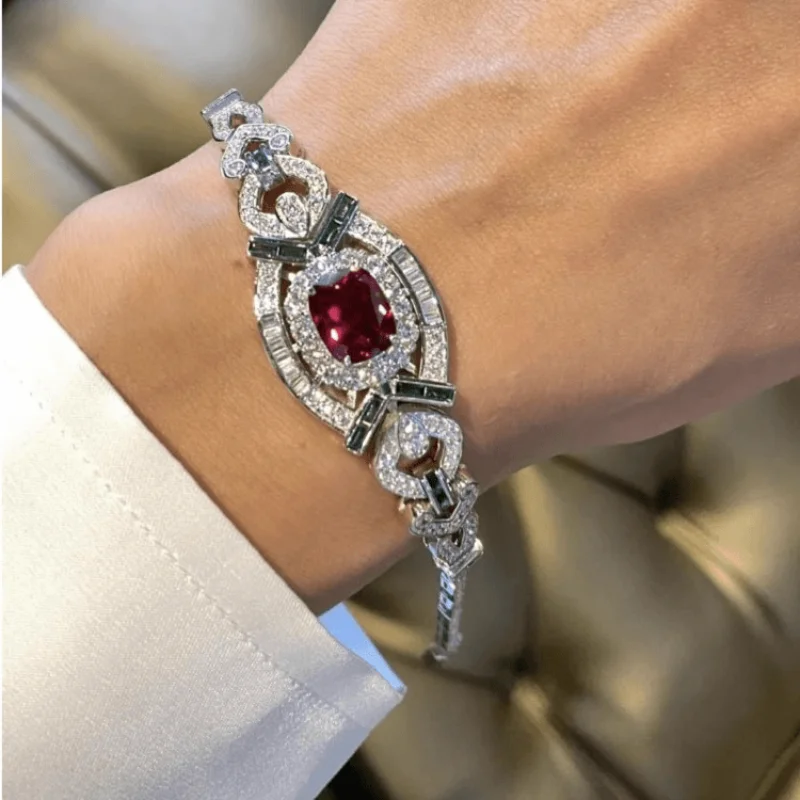 

ZOCA High Quality 925 Sterling Silver Luxury Jewelry Ruby Stone Beautifully Designed Bracelet Party Accessory