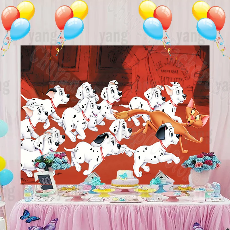 Disney 101 Dalmatians Puppy Cute Pongo Puppy Dog Perdita Backdrop Boy Happy Birthday Party Cartoon Decoration Backgrounds Banner