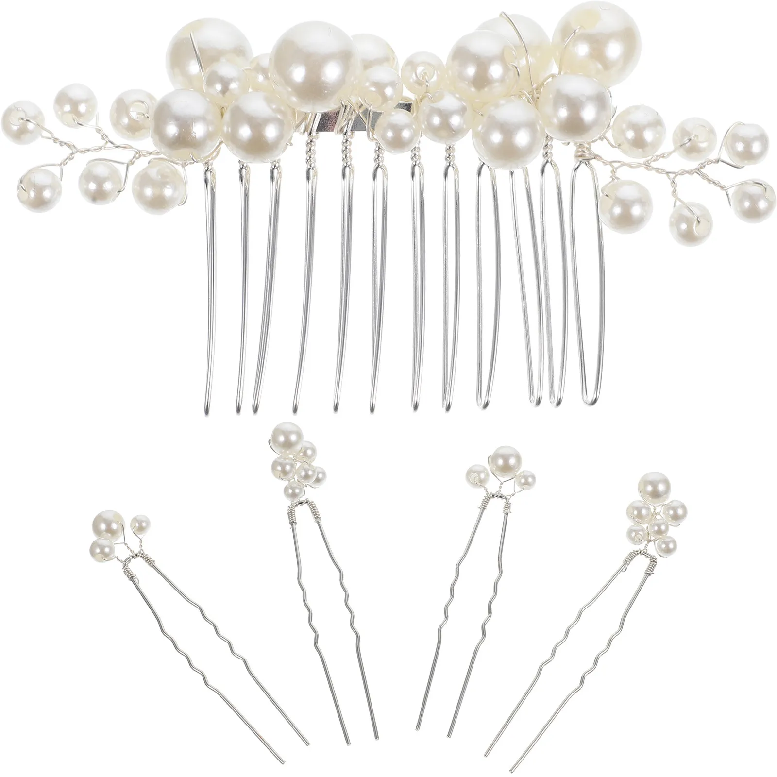 1Set Bride Hair Accessories Metal Pearl Hairpins Wedding Bridal Headpiece Elegant Hair Comb Clips for Women Bridesmaids