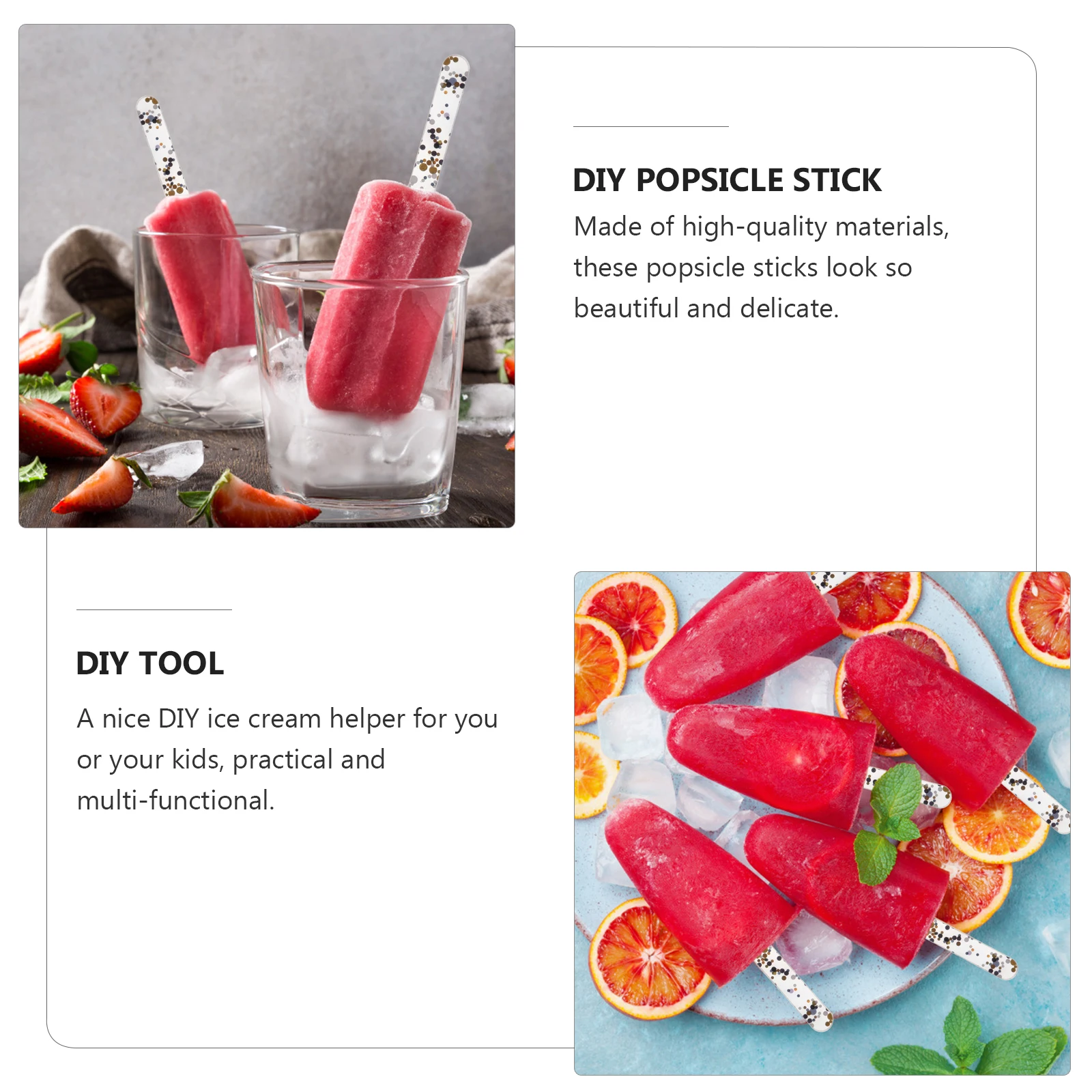 

50 Pcs Cream Sticks Craft DIY Mold Color Popsicle Supplies Kitchen Ice Cream Stick Bar Diy Sticks Accessories