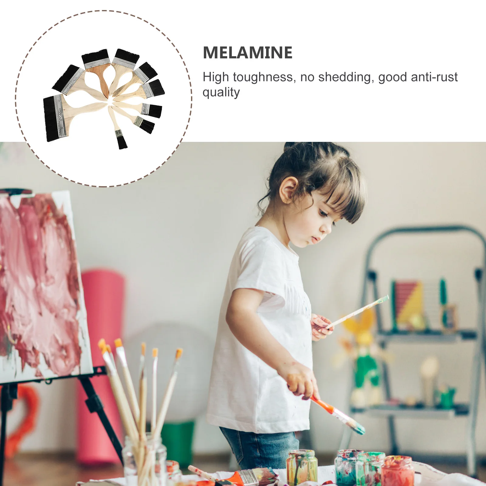 

9 Pcs Paint Brush Oil Brushes for Painting Flat Multipurpose Wood Pig