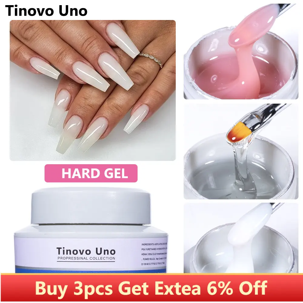 

Tinovo Uno 30ML Hard Gel Poly Nail Gel Polish UV Builder Lak Jelly White Clear Pink Camouflage French Varnish for Nail Extension