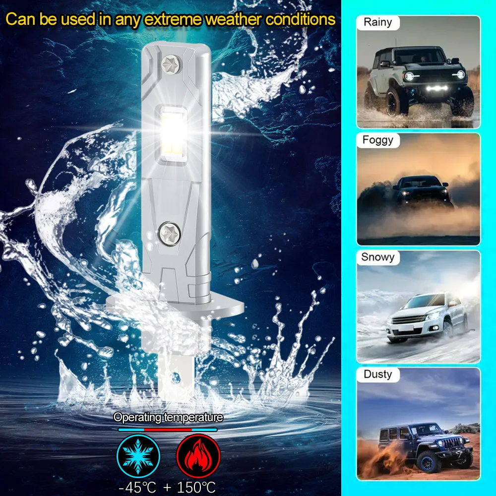 2Pcs 1:1 Car LED H1 H4 H7 H11 H8 H9 LED Headlight Bulb 9005 HB3 9006 HB4 100W 20000Lm 6000K Mini for Auto Super Bright LED Light image 4
