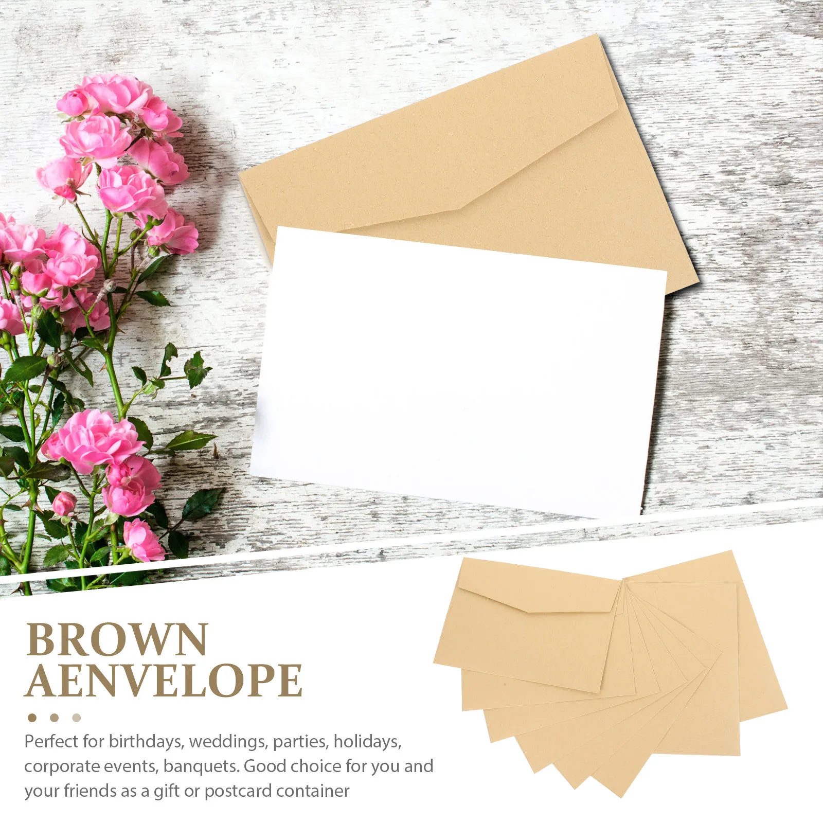 20Pcs Kraft Paper Envelopes Simple Blank Greeting Cards Photo Letter Storage Creative Stationery Mini Envelopes