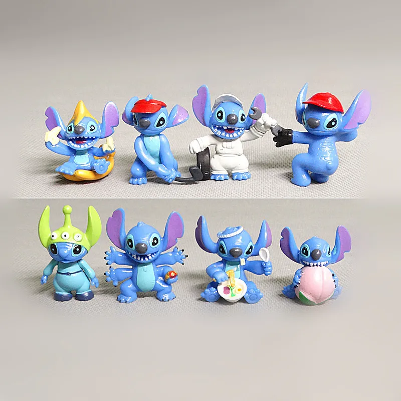 8pcs/Set Anime Cartoon Lilo and Stitch Scrump Pvc Action Figure Decoration Mini Model Toys Adorable Ornament Dolls Kids Gift