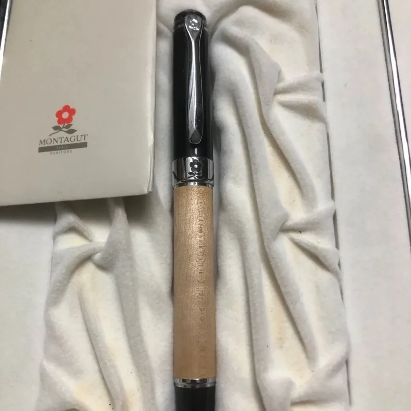 

French MONTAGUT Wood Color Rollerball Pens Metal Pen 0.7mm Black Refill Holder High Luxury Office Practice Signature Writing