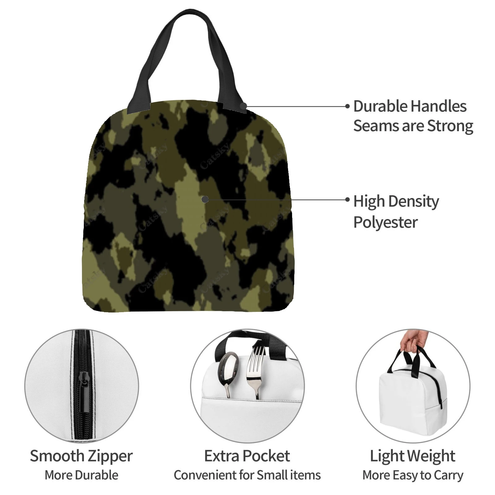 camouflage Portable aluminum foil thickened insulated lunch bag meal bag printed waterproof insulated lunch tote bags