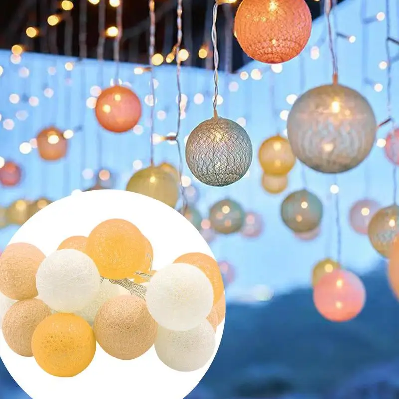 Cotton Ball Light String 3 Meters LED Fairy Lights Indoor With 96 Cotton Balls 8 Lighting Modes 16 String Balls Indoor Outdoor