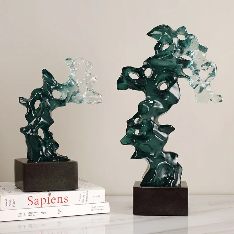 

ForLight Luxury Transparent Taihu Stone Living Room Ornament Light Luxury Model Room Sales Office Art Sculpture Transparent Resi