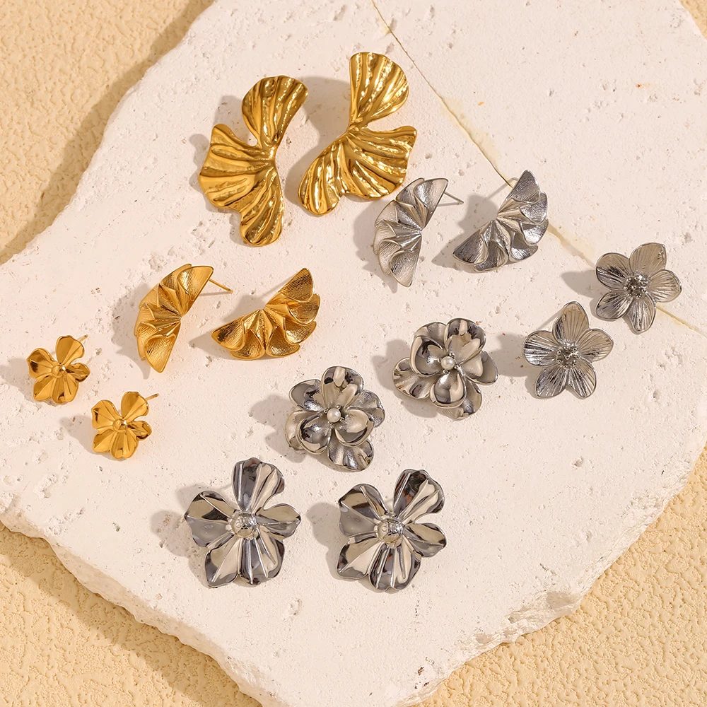 E.B.belle Popular Flower Element Collection Vergoldete Damenohrringe Edelstahl Damenschmuck Damenohrringe