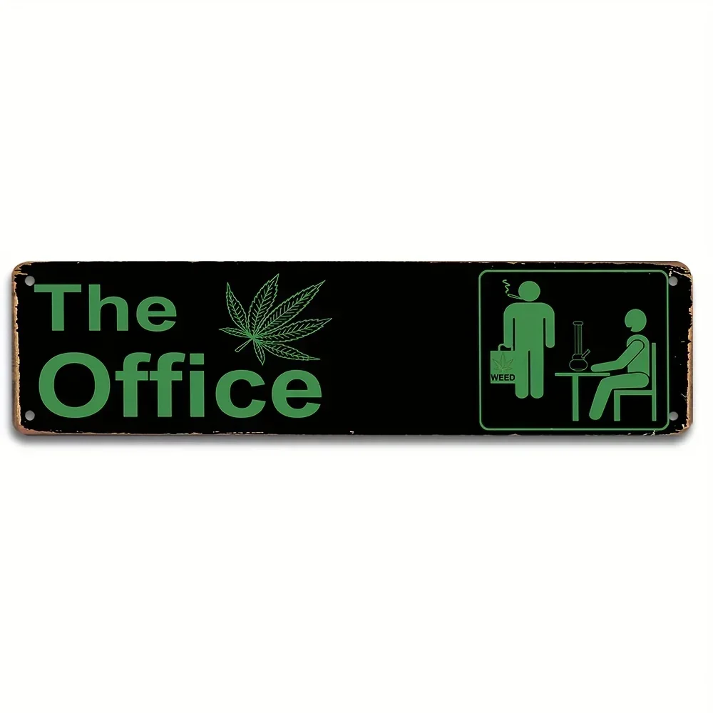 1pc, Office Vintage Metal Tin Sign, Weed Poster, Street Sign, Psychedelic Room Decor Sign 4x16 Inch, 420 Accessories