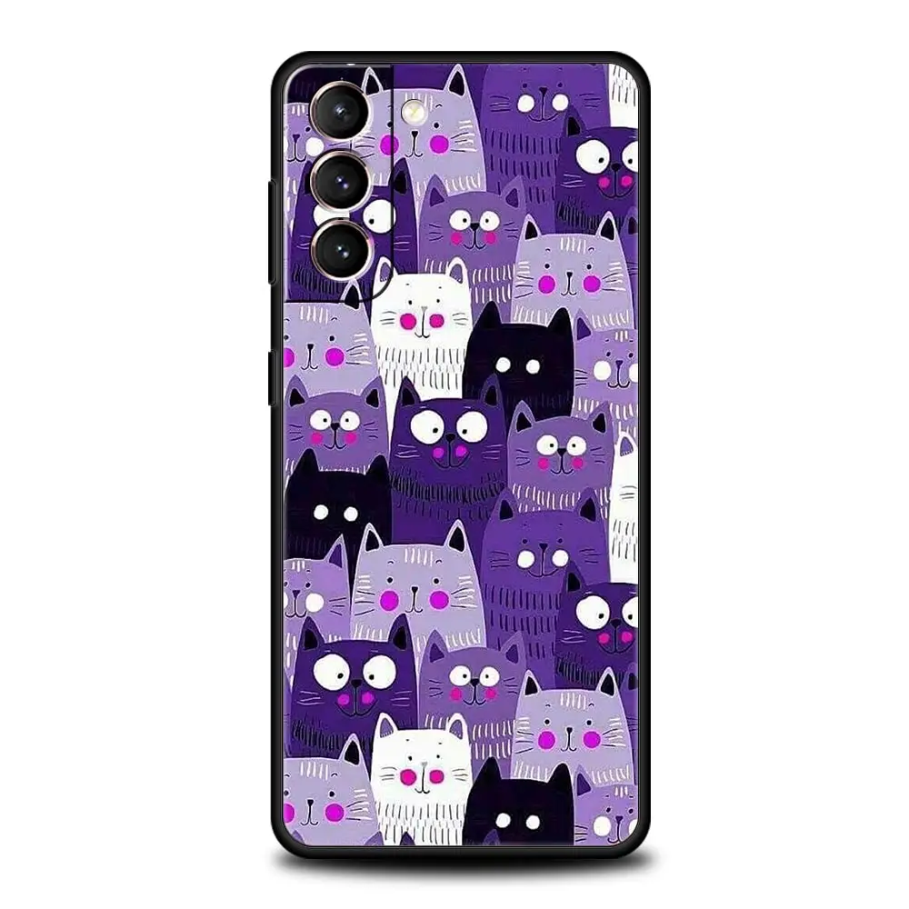 Fashion Cute Cat Aesthetics Phone Case For Samsung Galaxy S24 S23 S22 S20 FE S21 Ultra 5G S9 S8 S10 Plus S10E 20 Soft Cover