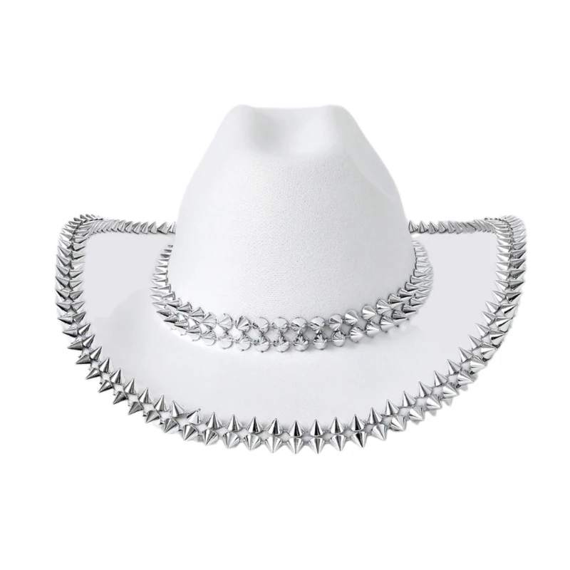 Heavy Rivets Cowboy Hats Studded Hat for Disco House Cocktails Parties Vacation Studded for Comedian DXAA