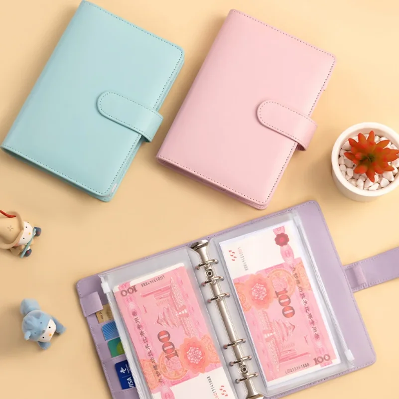 Color A6 Budget Binders Planner 6 Hole 8 Zipper Envelopes 2 Stickers in One NoteBook Wallet For Save Money Organizer Cash System