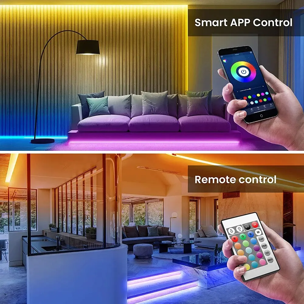 Taśma LED WIFI Bluetooth Control 5050 RGB Led Lights Elastyczna wstążka Luces Led 1M-30M 5V USB TV BackLight Dekoracja pokoju