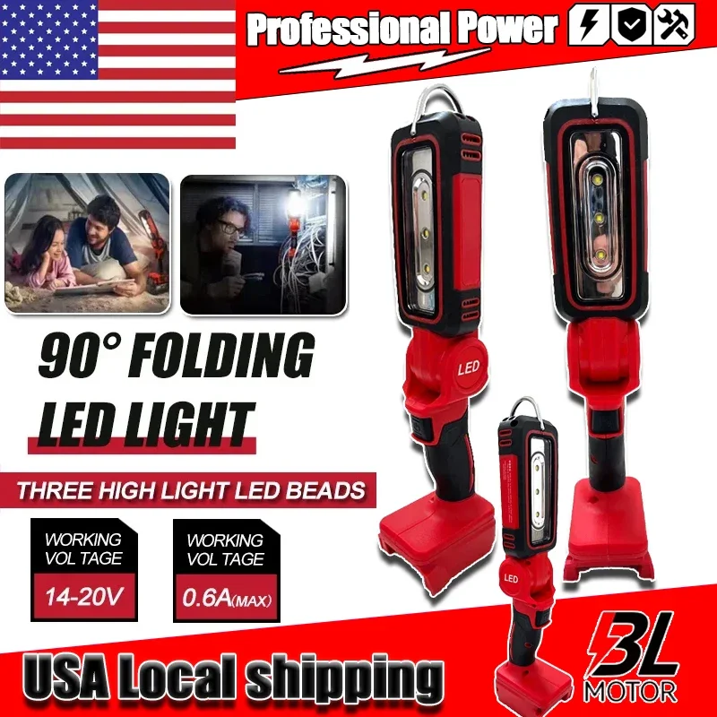 

Сверхъяркий светодиодный рабочий фонарь Fit Milwaukee с креплением на 90 градусов, на литиевой батарее 20В M18, прожектор для наружного освещения и кемпинга