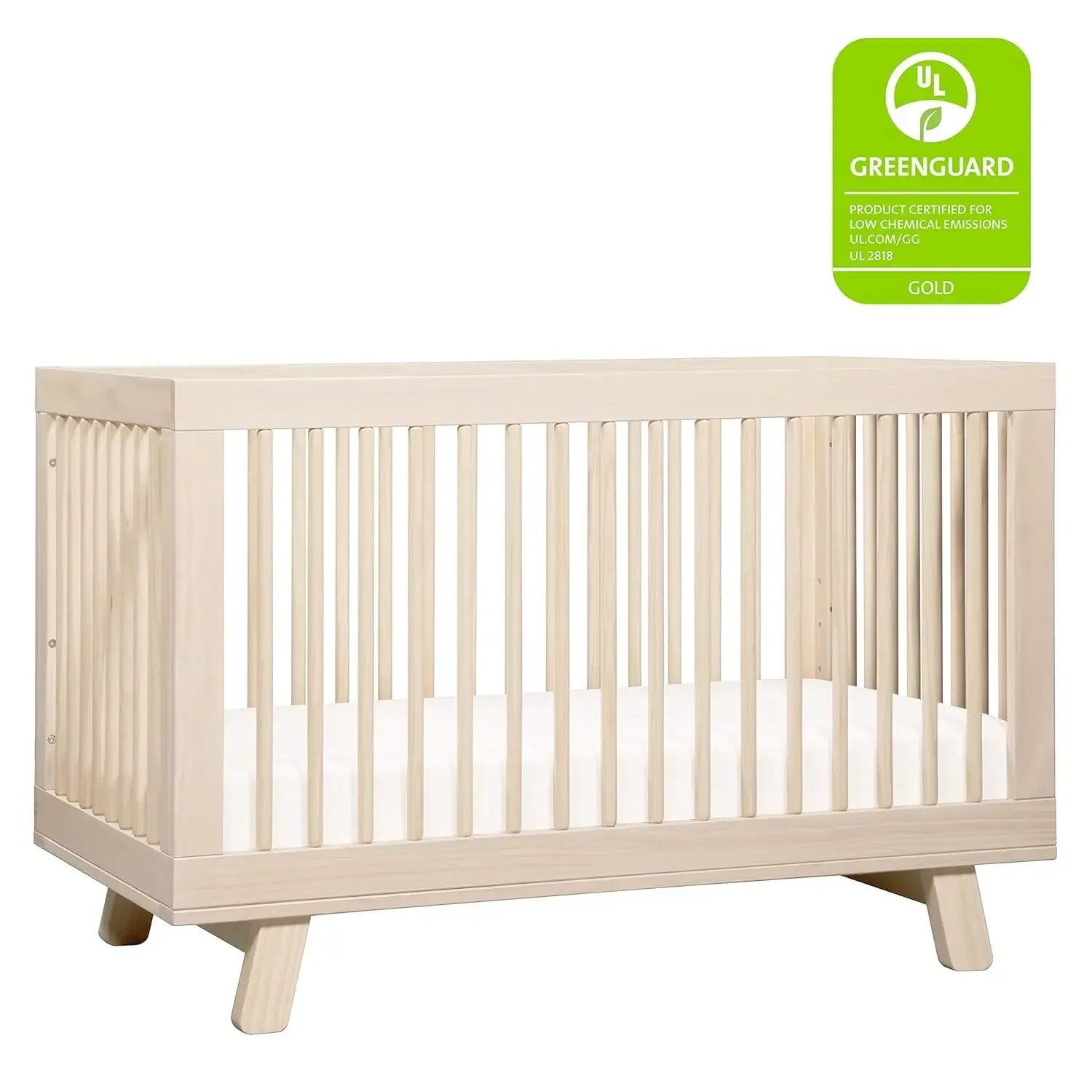 Babyletto Hudson 3-in-1 Convertible Crib with Toddler Bed Conversion Kit in Washed Natural, Greenguard Gold Certified