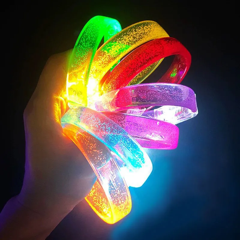 50pcs LED Bracelet Glow in the Dark Acrylic LED Light Bracelets Music Concert Wristbands Accessories