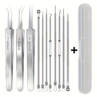 8Pcs Ultra-fine Tweezers Acne Pimples Blackhead Remover Clip Black Dots Blackhead Extractor Acne Needle Facial Cleaner Skin
