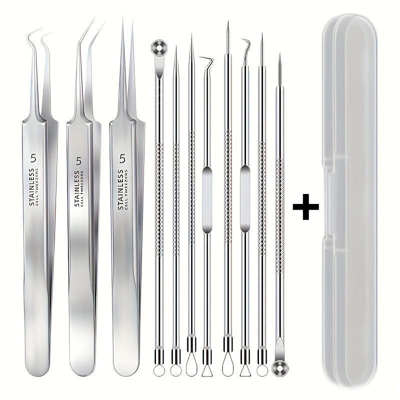  3/5/6/8pcs Stainless Steel Pimple Extractors & Needles - Professional Skin Care Tools for Blackhead Removal, Acne Treatment 